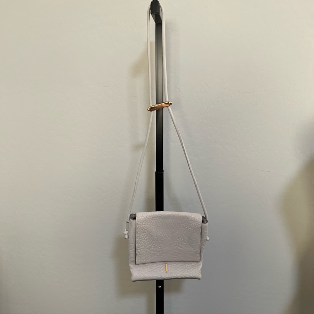 Thacker White Leather Crossbody Purse